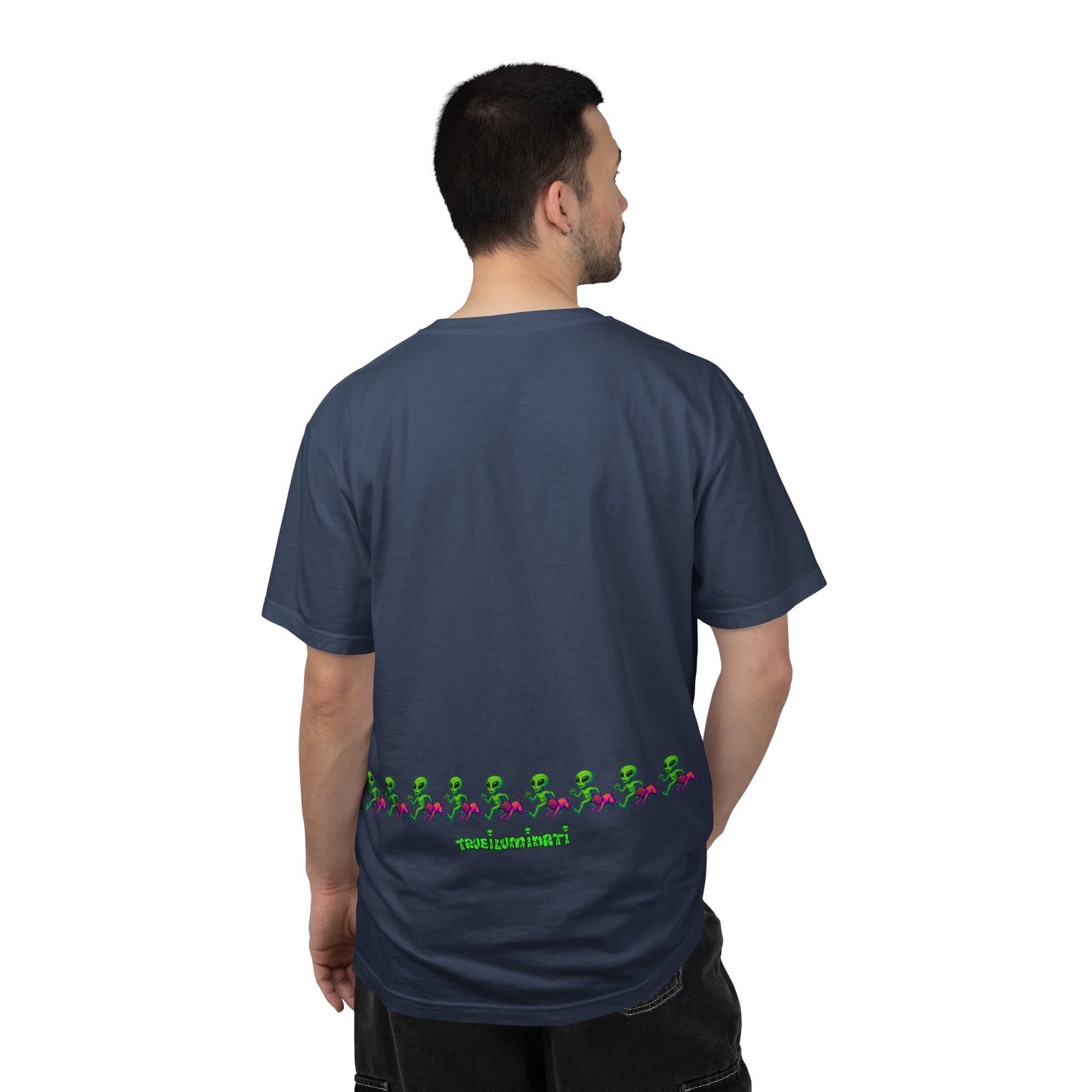 Alien-Inspired Garment-Dyed Unisex T-Shirt, Fun Graphic Tee, Casual Wear, Gift for Space Lovers, Unique Everyday T-Shirt