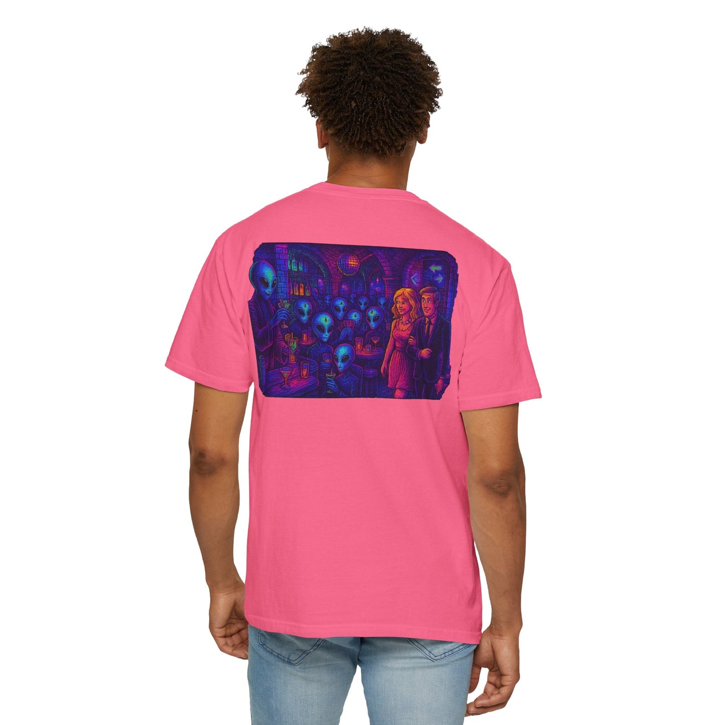 Camiseta Unissex New Disco Club By Trueiluminati com Design Alien Love, Camiseta Gráfica Divertida, Casual, Presente para Amigos, Camisa de Festa Exclusiva, Blusa Estilosa