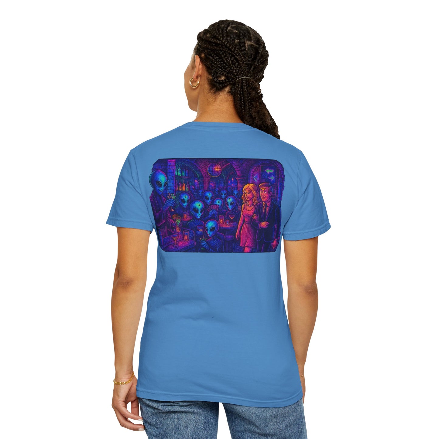 Camiseta Unissex New Disco Club By Trueiluminati com Design Alien Love, Camiseta Gráfica Divertida, Casual, Presente para Amigos, Camisa de Festa Exclusiva, Blusa Estilosa