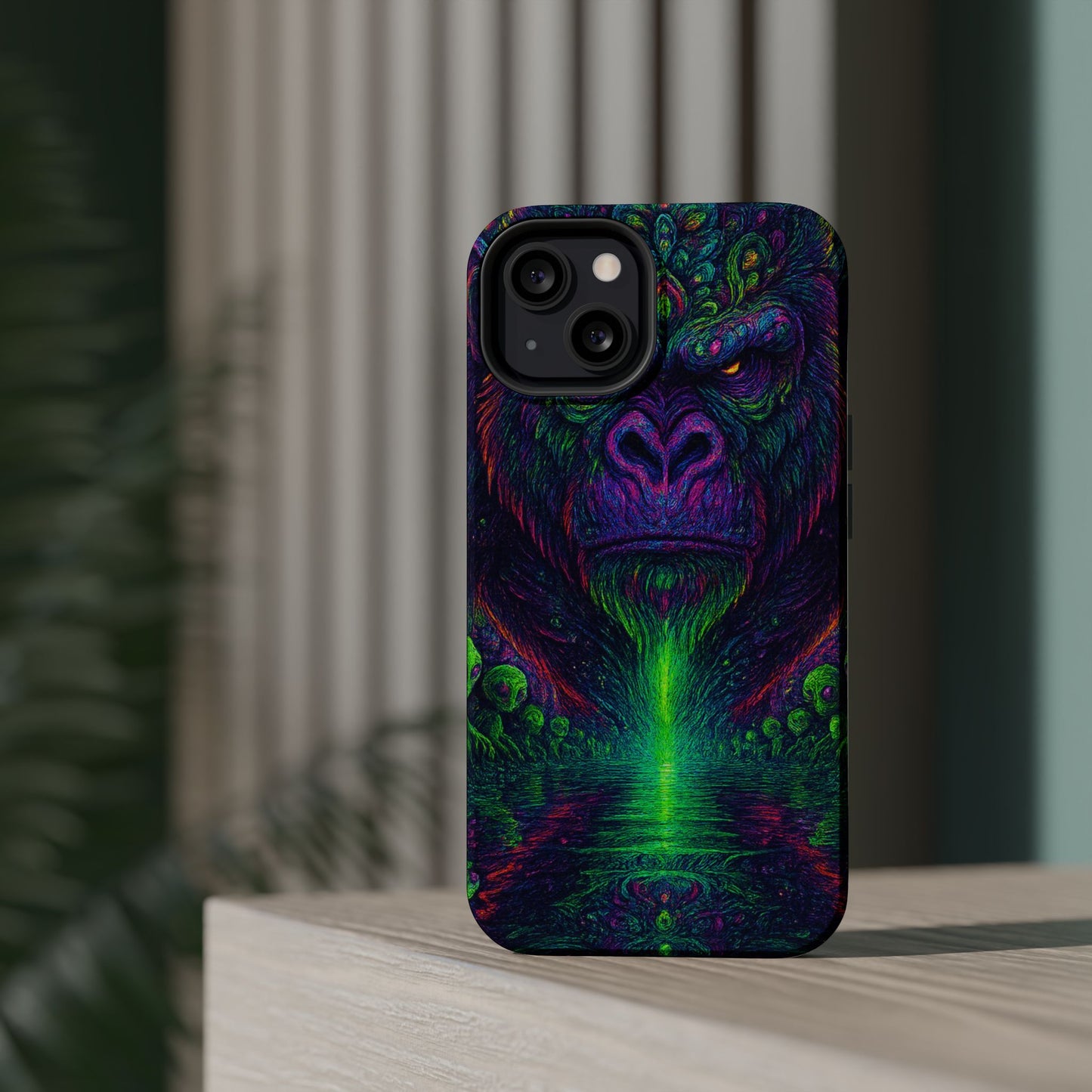 Alpha Apee By Trueiluminati Vibrant Gorilla Phone Case - Magnetic Impact-Resistant, Carry the Vibe Unique Gift for Animal Lovers, Psychedelic Design, Phone Protector, Eco-Friendly