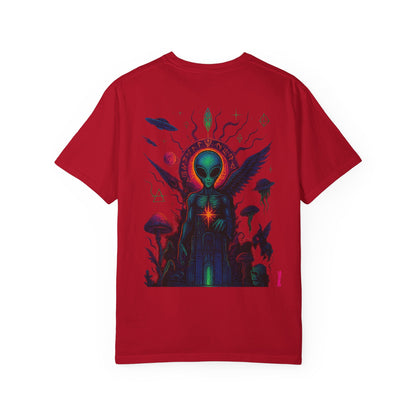 Fallen Alien by Trueiluminati Art Tee - Trippy Graphic Unisex T-shirt, Perfect for Festivals, Gifts, Alien Lovers, Casual Wear, Summer Vibes