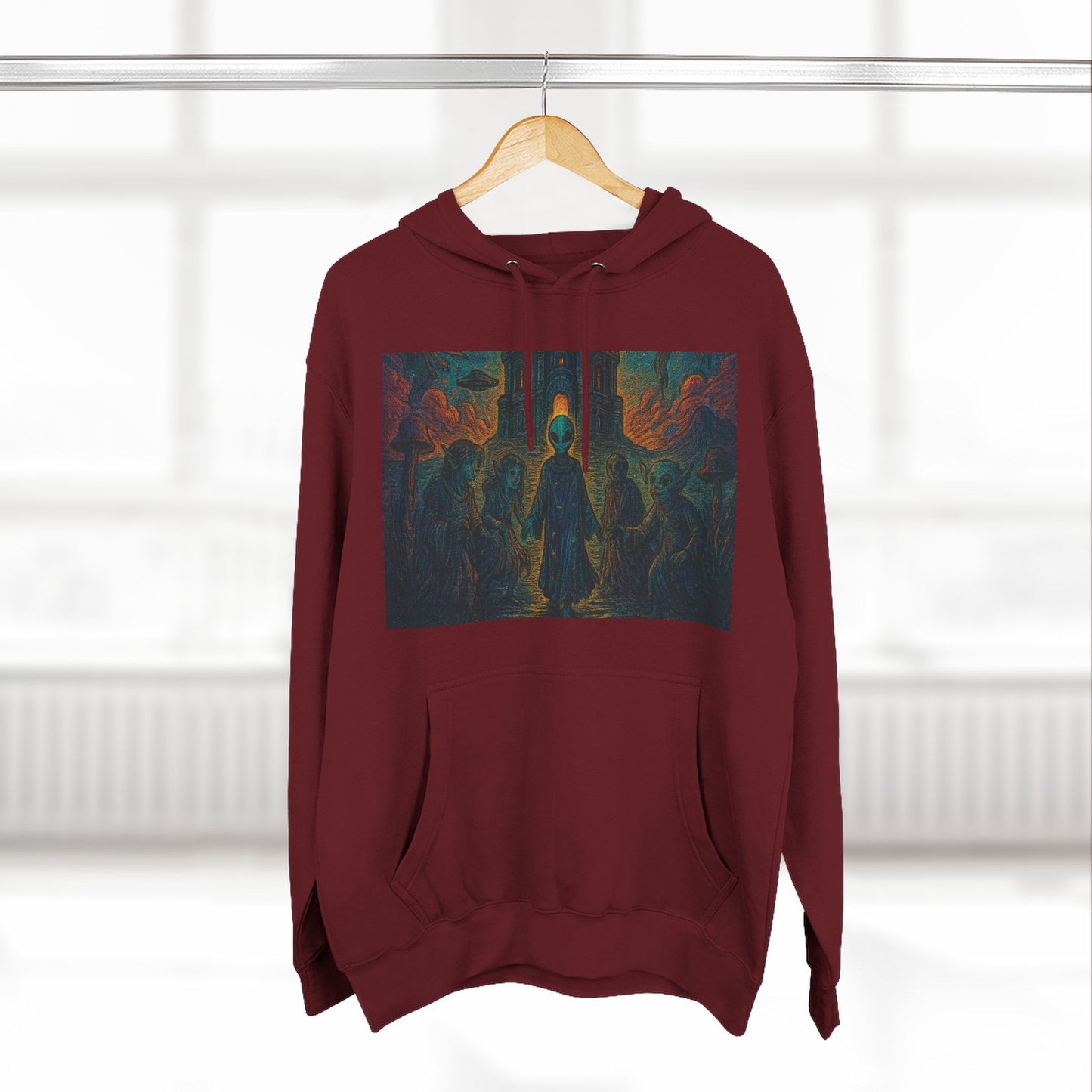 Heaven And Hell By Trueiluminati Mystical Three-Panel Fleece Hoodie - Cozy Apparel for Fans of Fantasy, Unique Gift for Holidays, Ideal for Autumn and Winter Loungewear
