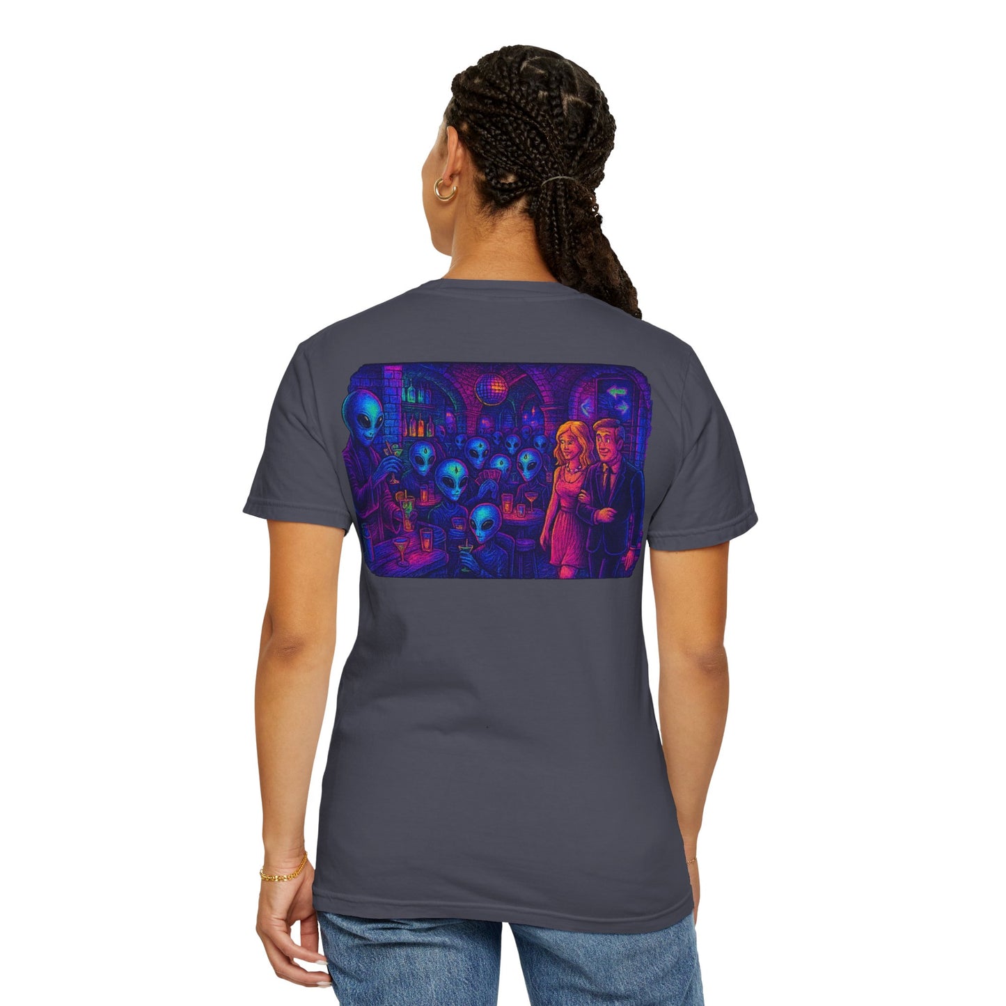 Camiseta Unissex New Disco Club By Trueiluminati com Design Alien Love, Camiseta Gráfica Divertida, Casual, Presente para Amigos, Camisa de Festa Exclusiva, Blusa Estilosa