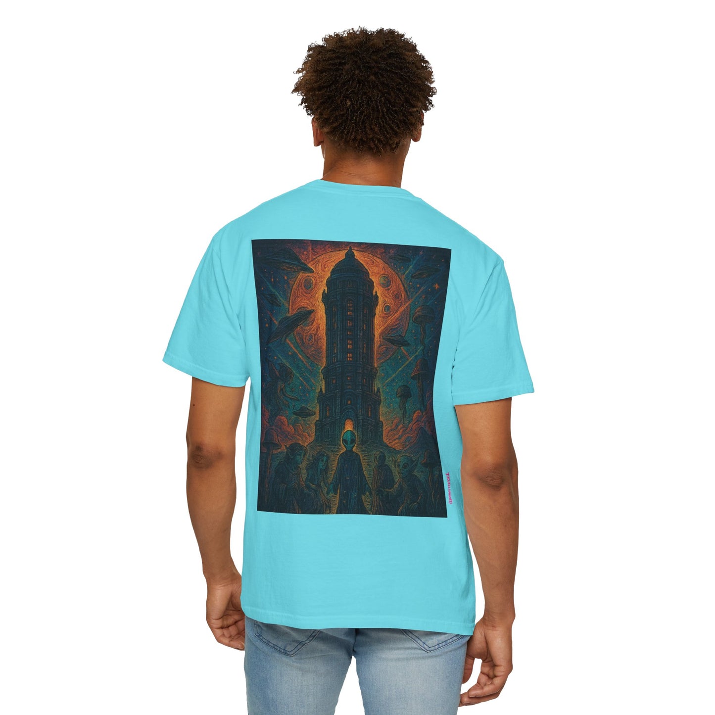 Heaven Path By Trueiluminati Garment-Dyed T-shirt Unisex Gothic Tattoo-Style Shirt – Exclusive Trueiluminati Design