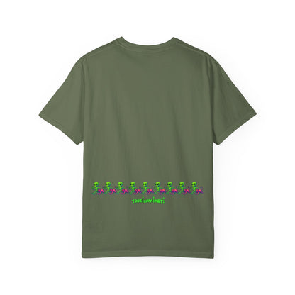 Alien-Inspired Garment-Dyed Unisex T-Shirt, Fun Graphic Tee, Casual Wear, Gift for Space Lovers, Unique Everyday T-Shirt