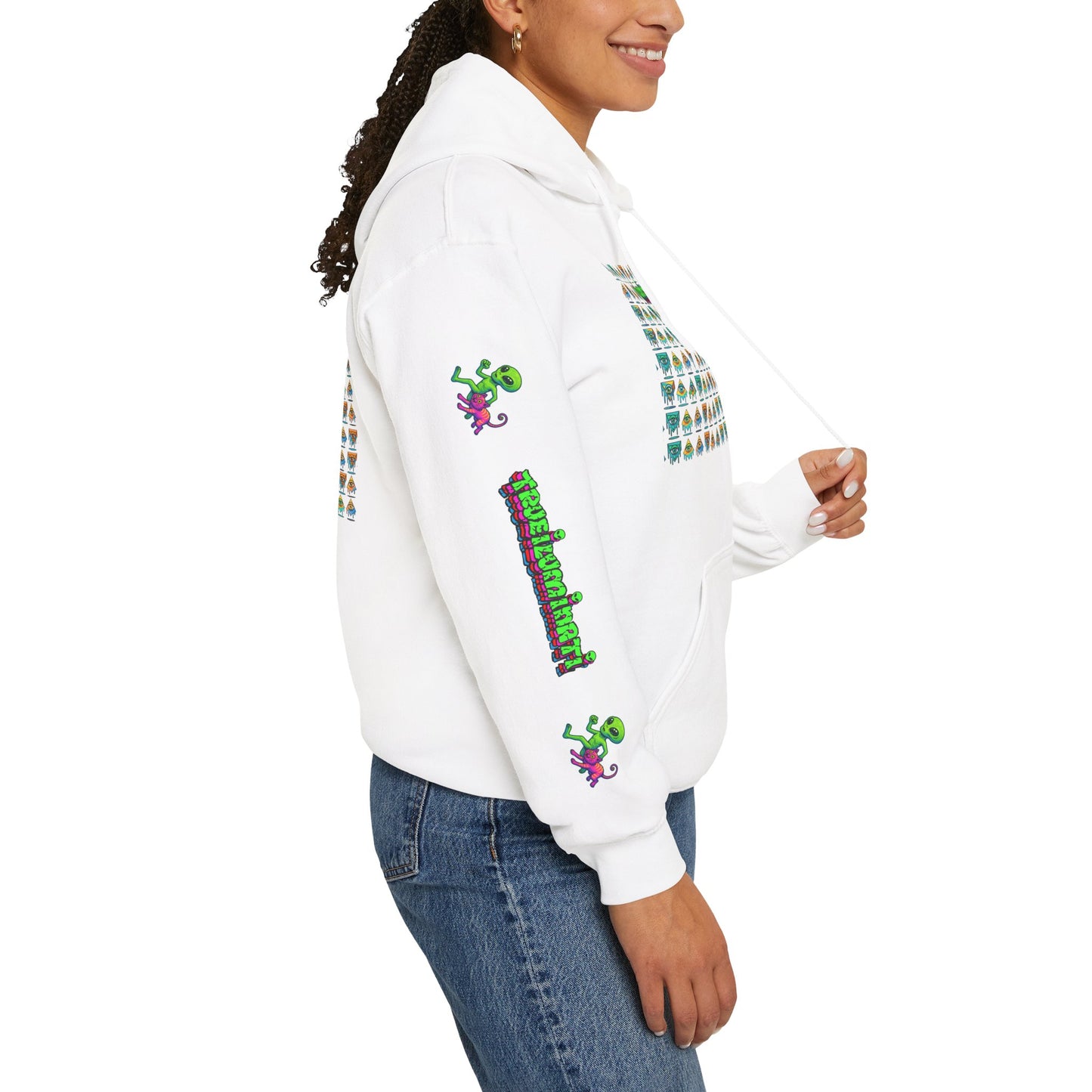 Young Symbol by Trueiluminati Unisex Hoodie, Cozy Sweatshirt for Outdoor Lovers, Gift for Adventurers, Eco-Friendly Fashion, Great for Camping