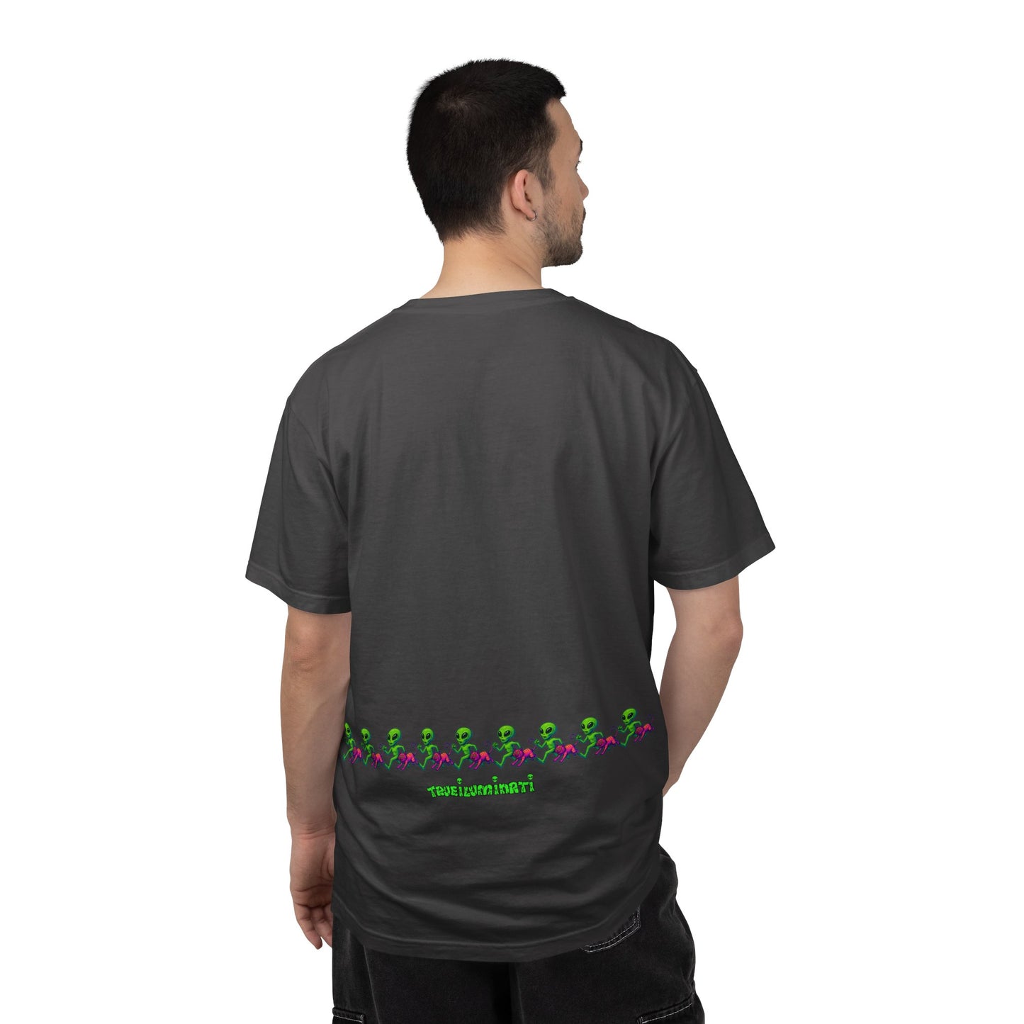 Alien-Inspired Garment-Dyed Unisex T-Shirt, Fun Graphic Tee, Casual Wear, Gift for Space Lovers, Unique Everyday T-Shirt