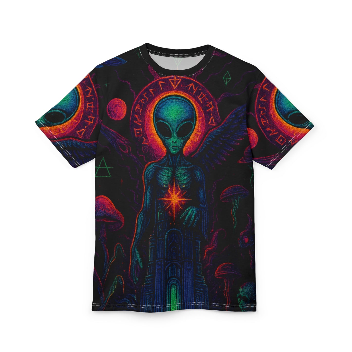 Camiseta Unissex A Torre da Trueiluminati, Camiseta com Gráfico Exclusivo, Camiseta de Ficção Científica, Presente para Amantes do Espaço, Roupa Casual Masculina e Feminina