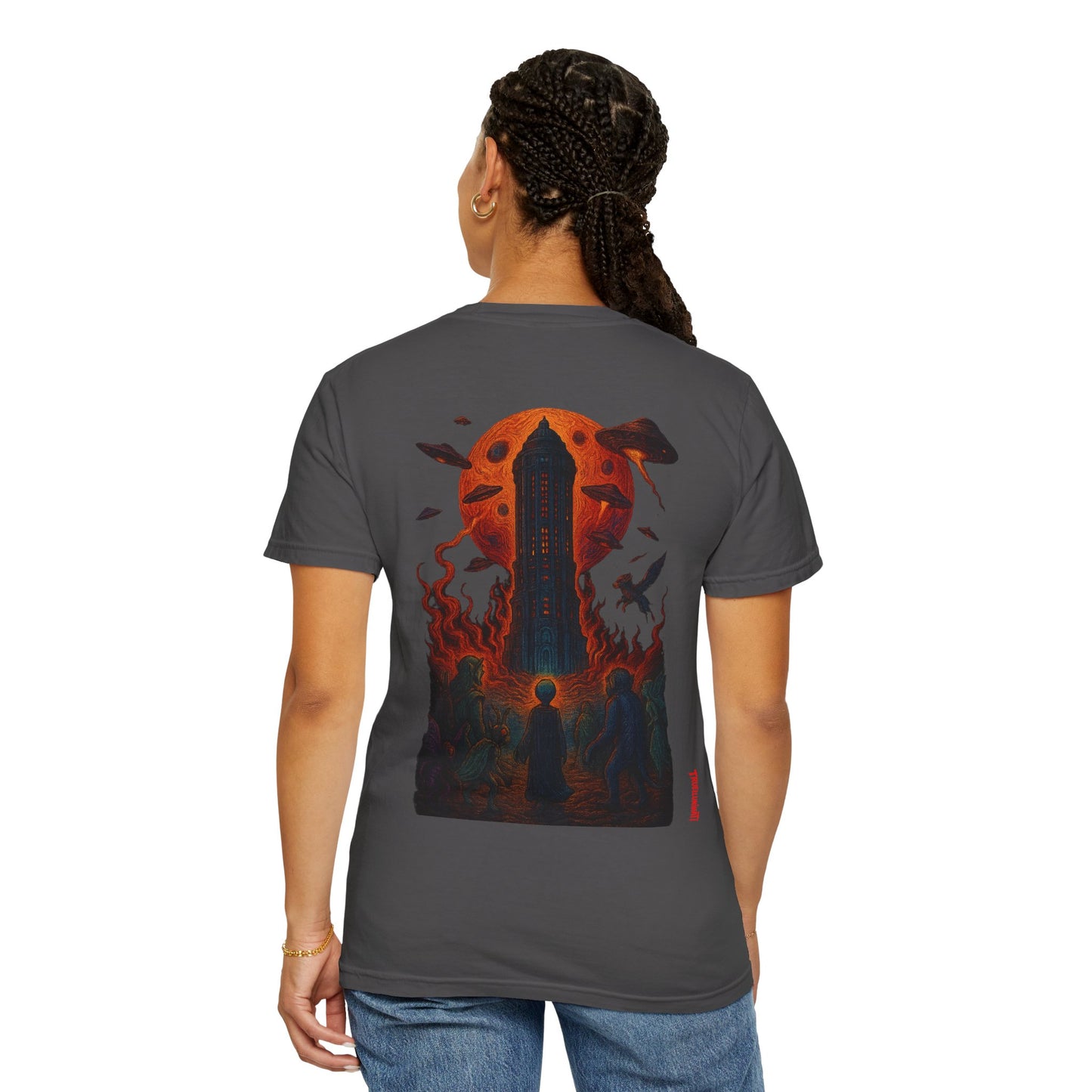 Hell Path By Trueiluminati Garment-Dyed T-shirt Unisex Gothic Tattoo-Style Shirt – Exclusive Trueiluminati Design