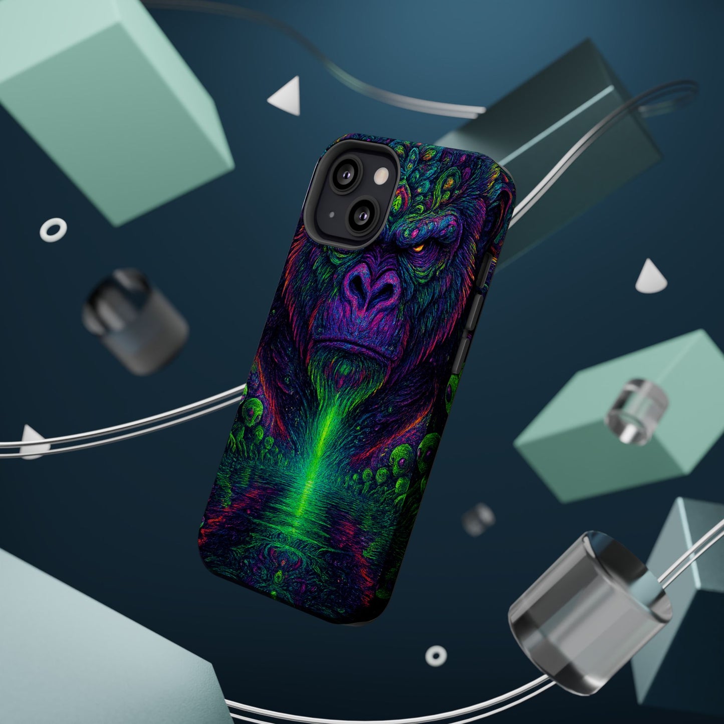 Alpha Apee By Trueiluminati Vibrant Gorilla Phone Case - Magnetic Impact-Resistant, Carry the Vibe Unique Gift for Animal Lovers, Psychedelic Design, Phone Protector, Eco-Friendly
