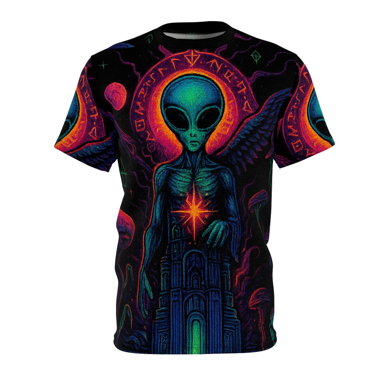 Camiseta Unissex A Torre da Trueiluminati, Camiseta com Gráfico Exclusivo, Camiseta de Ficção Científica, Presente para Amantes do Espaço, Roupa Casual Masculina e Feminina