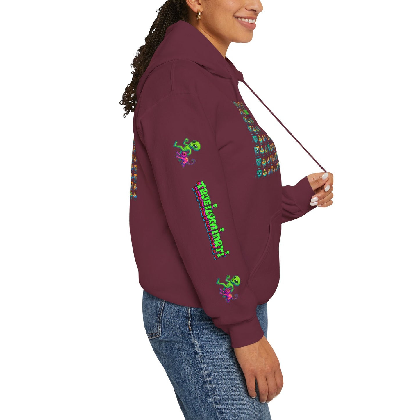 Young Symbol by Trueiluminati Unisex Hoodie, Cozy Sweatshirt for Outdoor Lovers, Gift for Adventurers, Eco-Friendly Fashion, Great for Camping