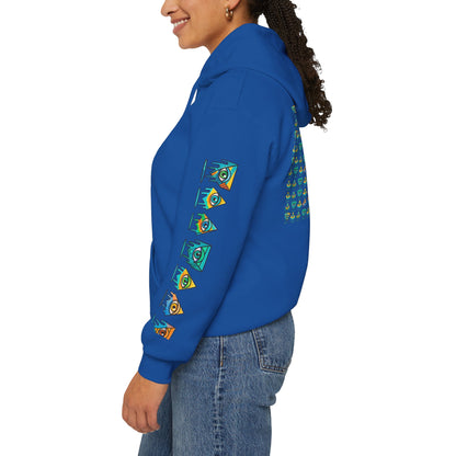 Young Symbol by Trueiluminati Unisex Hoodie, Cozy Sweatshirt for Outdoor Lovers, Gift for Adventurers, Eco-Friendly Fashion, Great for Camping