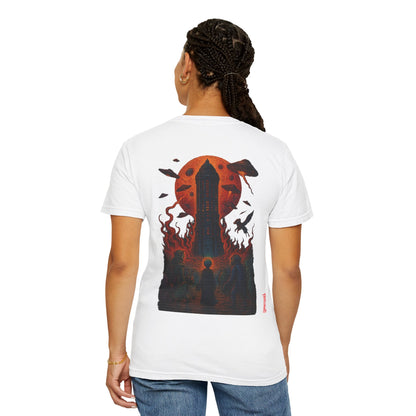 Hell Path By Trueiluminati Garment-Dyed T-shirt Unisex Gothic Tattoo-Style Shirt – Exclusive Trueiluminati Design