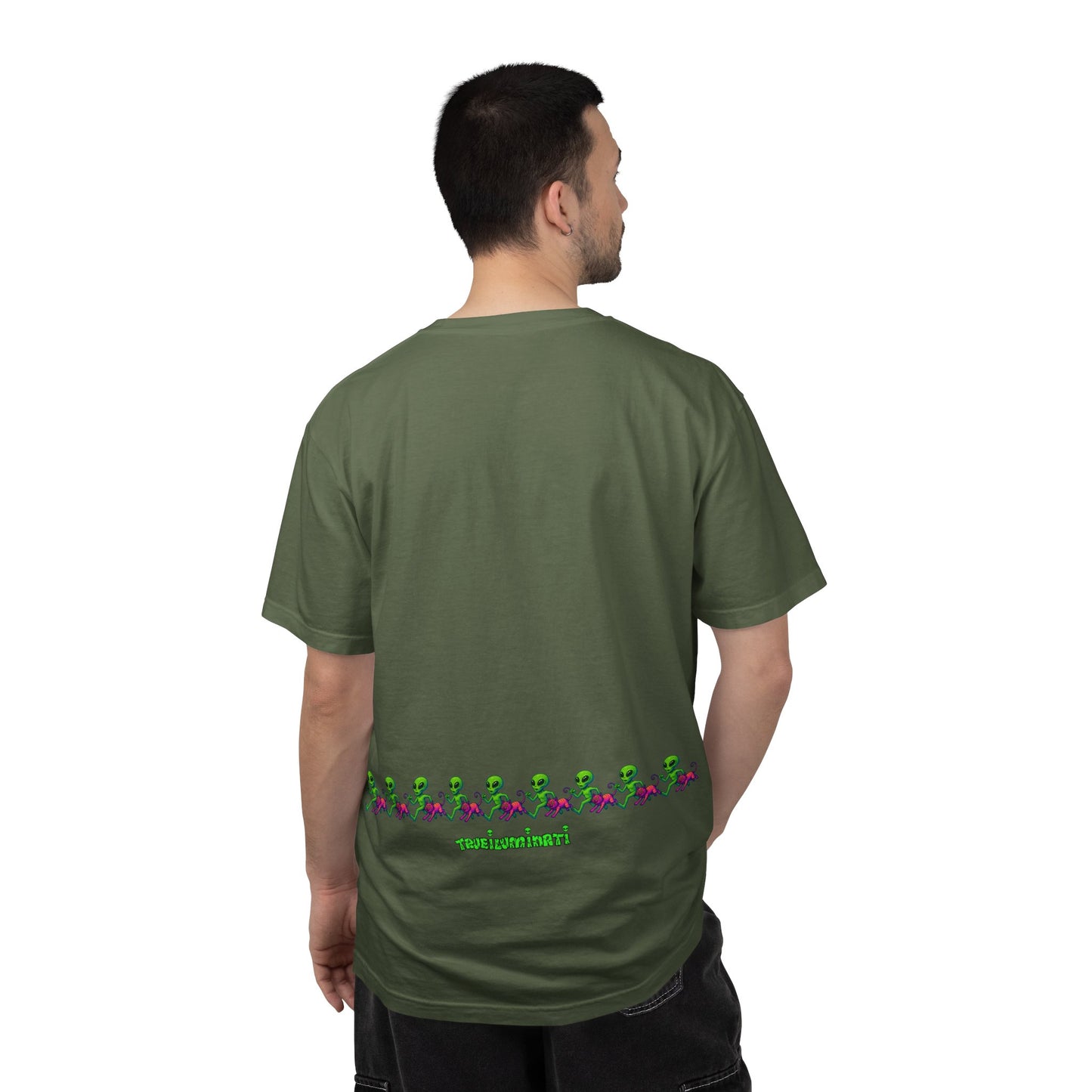 Alien-Inspired Garment-Dyed Unisex T-Shirt, Fun Graphic Tee, Casual Wear, Gift for Space Lovers, Unique Everyday T-Shirt