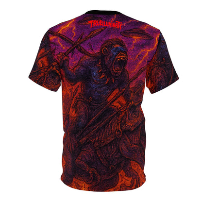 Camiseta Unissex "First Day" por Trueiluminati, Camiseta Gráfica Exclusiva, Camiseta de Ficção Científica, Presente para Amantes do Espaço, Roupa Casual Masculina e Feminina