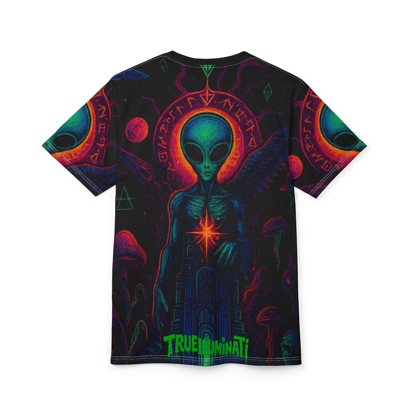 Camiseta Unissex A Torre da Trueiluminati, Camiseta com Gráfico Exclusivo, Camiseta de Ficção Científica, Presente para Amantes do Espaço, Roupa Casual Masculina e Feminina
