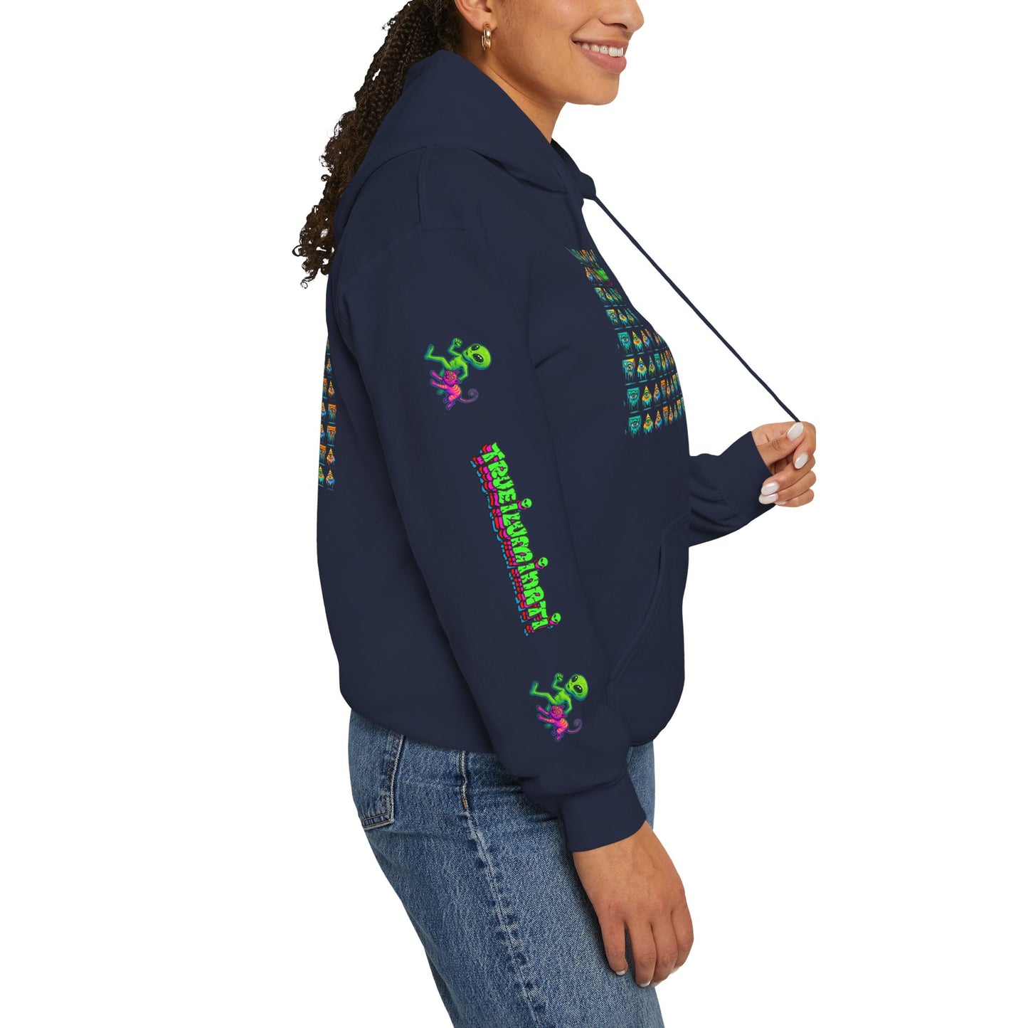 Young Symbol by Trueiluminati Unisex Hoodie, Cozy Sweatshirt for Outdoor Lovers, Gift for Adventurers, Eco-Friendly Fashion, Great for Camping