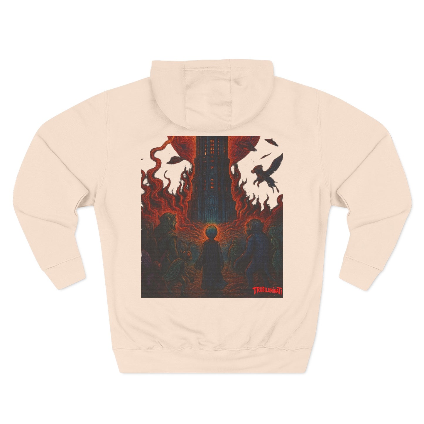 Heaven And Hell By Trueiluminati Mystical Three-Panel Fleece Hoodie - Cozy Apparel for Fans of Fantasy, Unique Gift for Holidays, Ideal for Autumn and Winter Loungewear