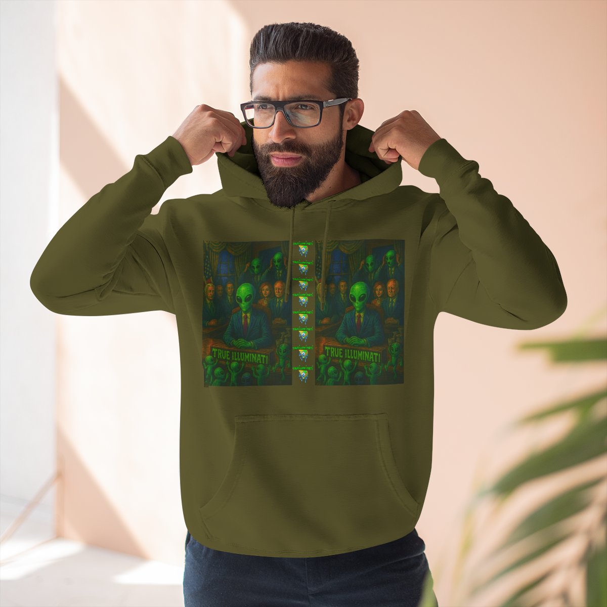 Meeting at House Aliens & Truth Hoodie - Cozy Fleece, Unisex, Perfect for Sci-Fi Fans, Gift for UFO Lovers, Streetwear Style