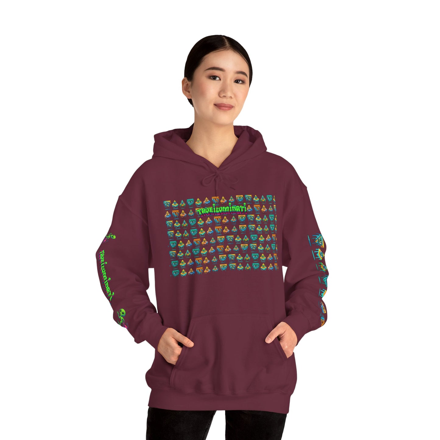 Young Symbol by Trueiluminati Unisex Hoodie, Cozy Sweatshirt for Outdoor Lovers, Gift for Adventurers, Eco-Friendly Fashion, Great for Camping