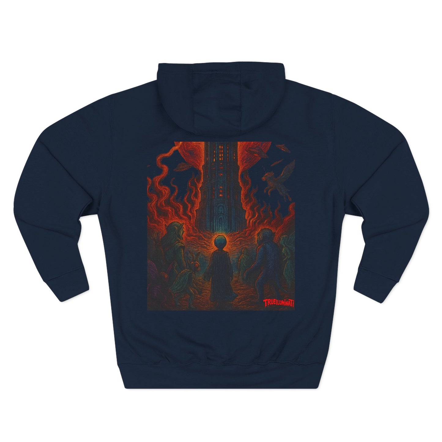 Heaven And Hell By Trueiluminati Mystical Three-Panel Fleece Hoodie - Cozy Apparel for Fans of Fantasy, Unique Gift for Holidays, Ideal for Autumn and Winter Loungewear