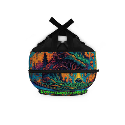 Psychedelic Alien Skull Backpack – Neon Cosmic Art School Bag