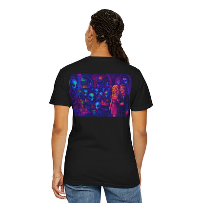 Camiseta Unissex New Disco Club By Trueiluminati com Design Alien Love, Camiseta Gráfica Divertida, Casual, Presente para Amigos, Camisa de Festa Exclusiva, Blusa Estilosa