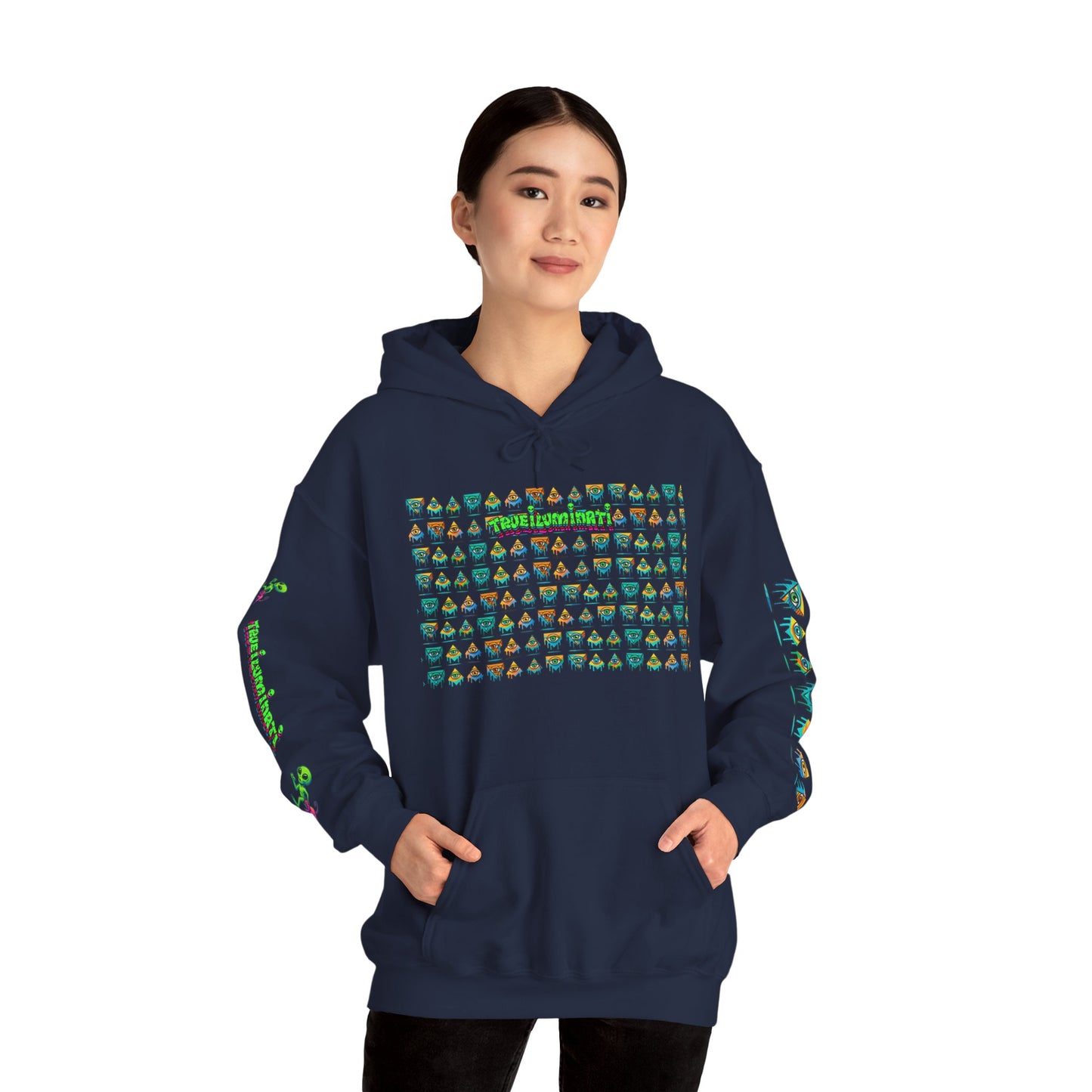 Young Symbol by Trueiluminati Unisex Hoodie, Cozy Sweatshirt for Outdoor Lovers, Gift for Adventurers, Eco-Friendly Fashion, Great for Camping