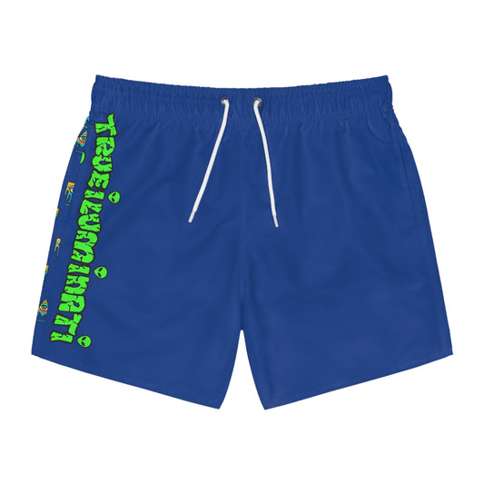 Eyes For Beach By Trueiluminati Swim Trunks -Blue- | Trueiluminati Swim Shorts – Cosmic Flow, Endless Vibes Summer Beachwear, Pool Party Swimwear, Vacation Essential, Surf Shorts, Fun Design, Relaxed...