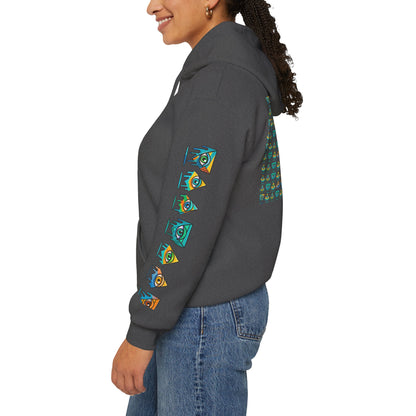 Young Symbol by Trueiluminati Unisex Hoodie, Cozy Sweatshirt for Outdoor Lovers, Gift for Adventurers, Eco-Friendly Fashion, Great for Camping