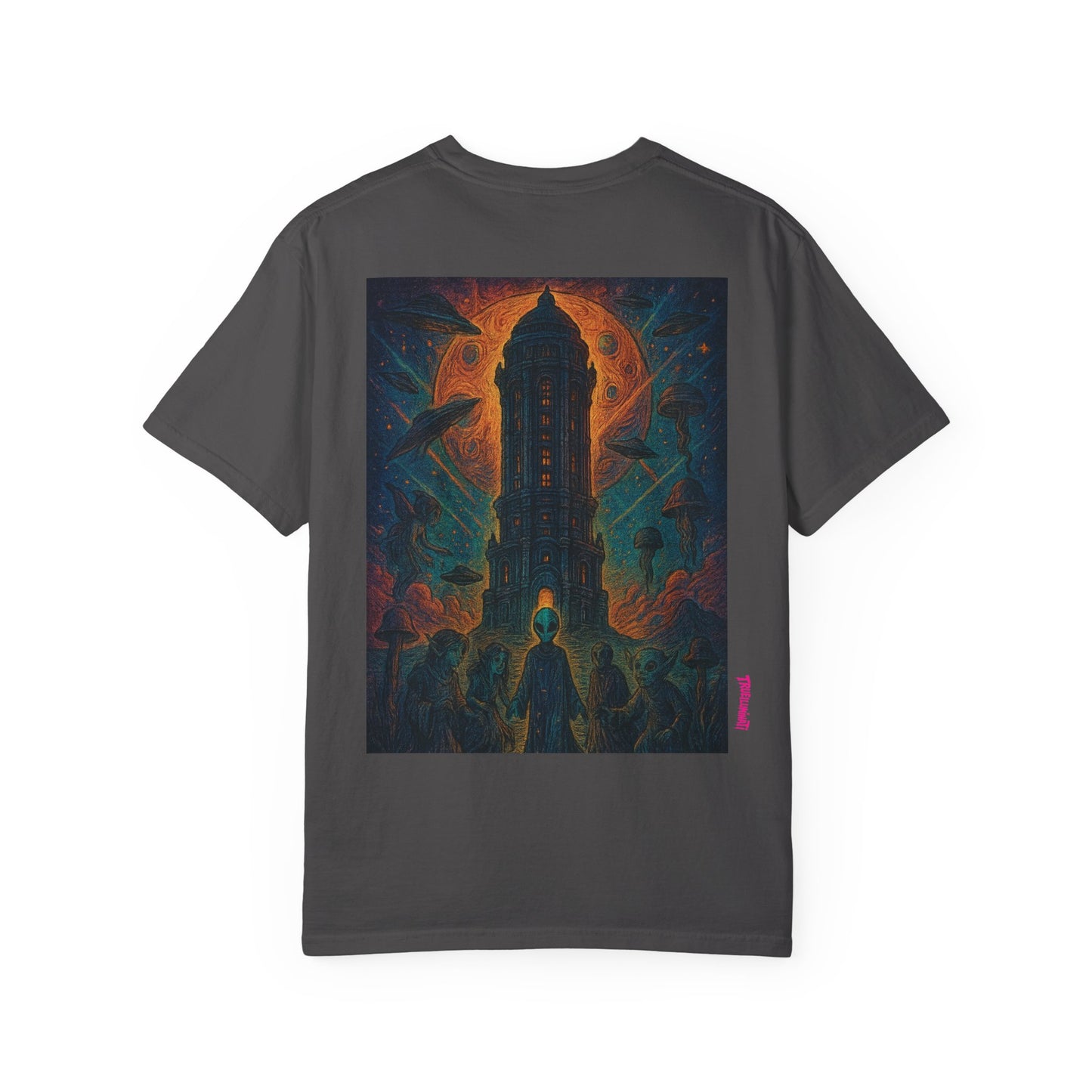 Heaven Path By Trueiluminati Garment-Dyed T-shirt Unisex Gothic Tattoo-Style Shirt – Exclusive Trueiluminati Design