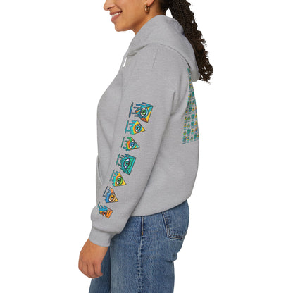 Young Symbol by Trueiluminati Unisex Hoodie, Cozy Sweatshirt for Outdoor Lovers, Gift for Adventurers, Eco-Friendly Fashion, Great for Camping