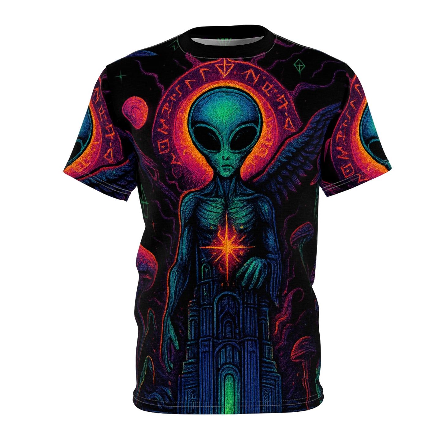 Camiseta Unissex A Torre da Trueiluminati, Camiseta com Gráfico Exclusivo, Camiseta de Ficção Científica, Presente para Amantes do Espaço, Roupa Casual Masculina e Feminina