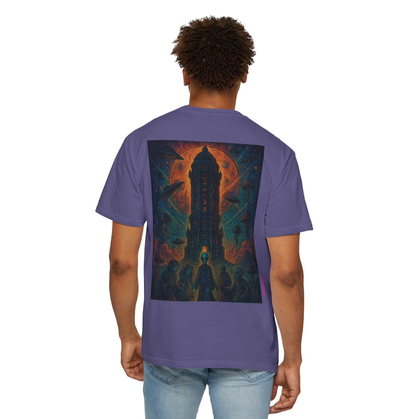 Heaven Path By Trueiluminati Garment-Dyed T-shirt Unisex Gothic Tattoo-Style Shirt – Exclusive Trueiluminati Design