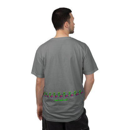 Alien-Inspired Garment-Dyed Unisex T-Shirt, Fun Graphic Tee, Casual Wear, Gift for Space Lovers, Unique Everyday T-Shirt