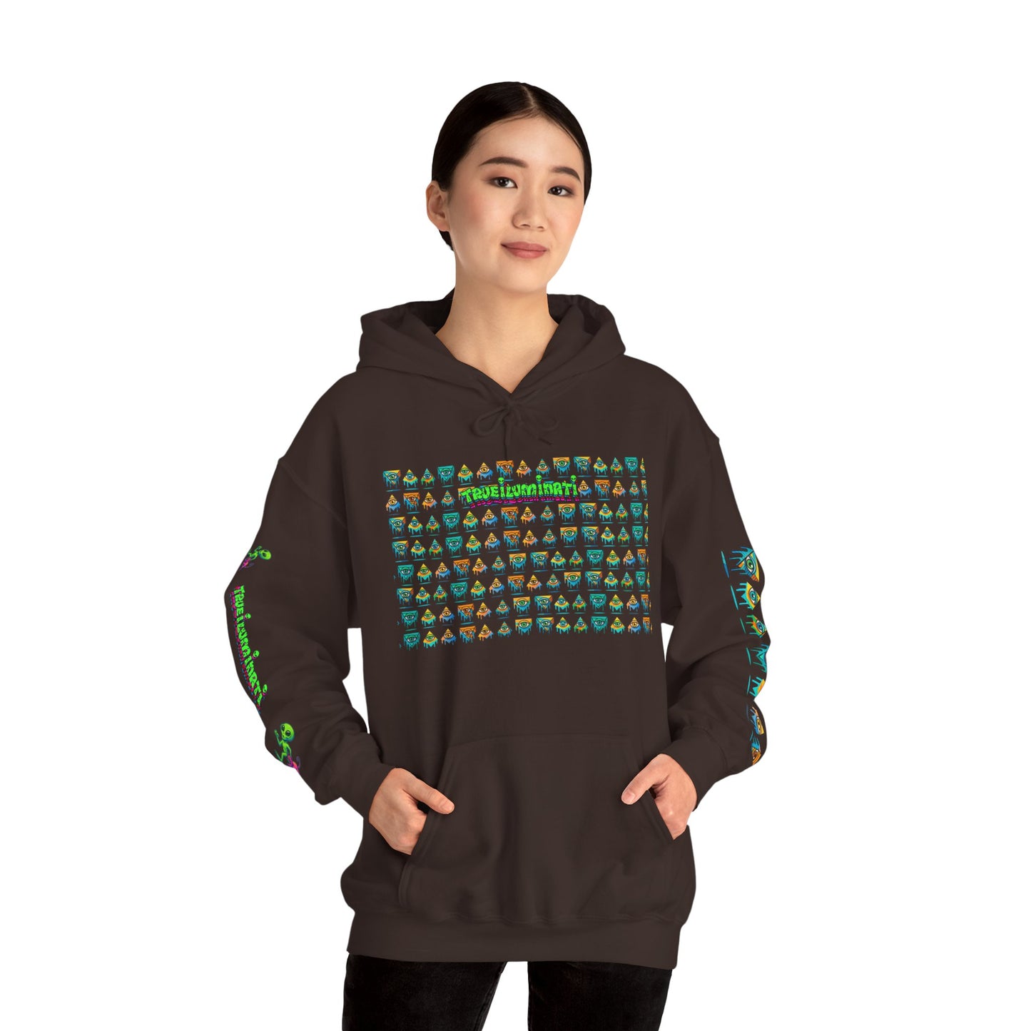 Young Symbol by Trueiluminati Unisex Hoodie, Cozy Sweatshirt for Outdoor Lovers, Gift for Adventurers, Eco-Friendly Fashion, Great for Camping