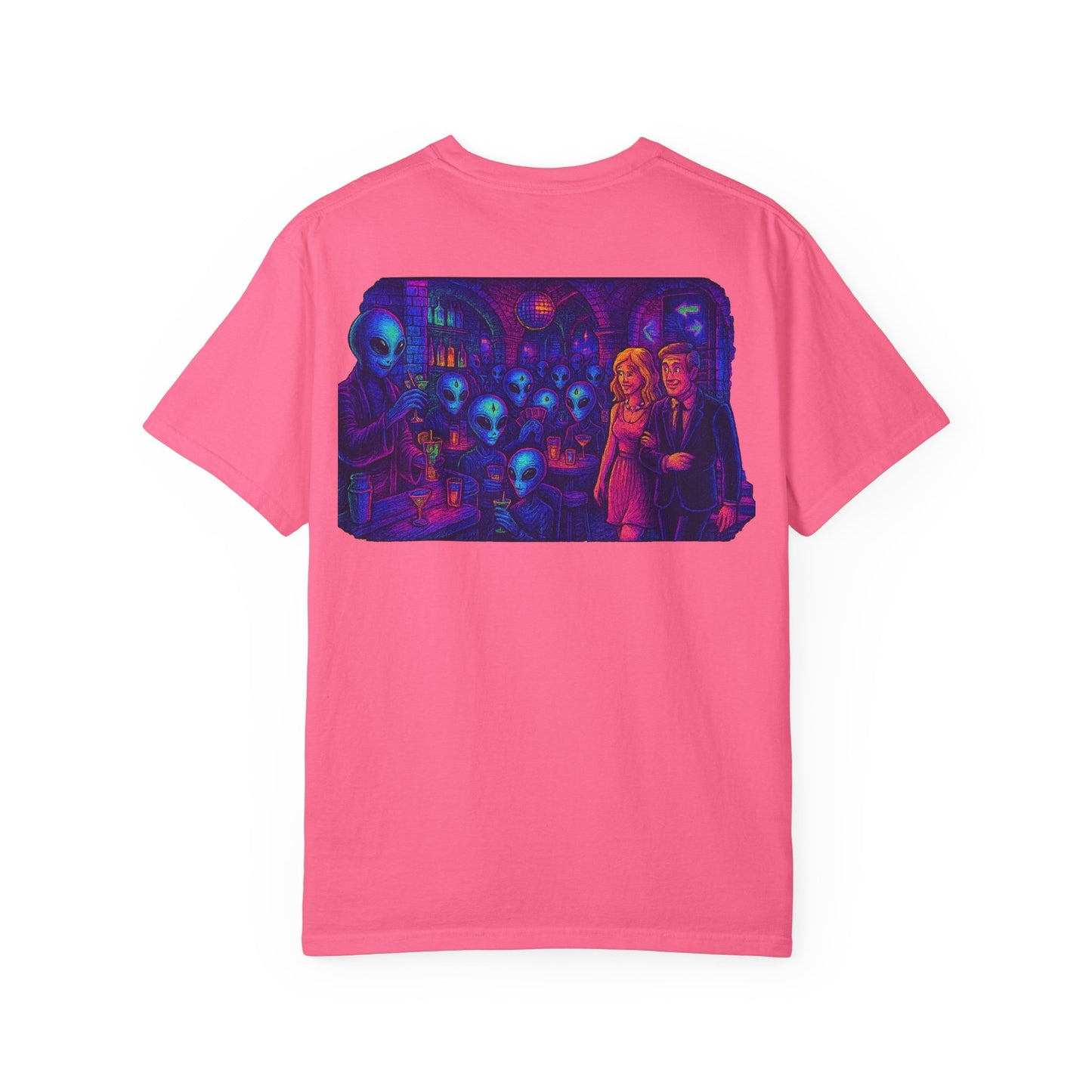 Camiseta Unissex New Disco Club By Trueiluminati com Design Alien Love, Camiseta Gráfica Divertida, Casual, Presente para Amigos, Camisa de Festa Exclusiva, Blusa Estilosa