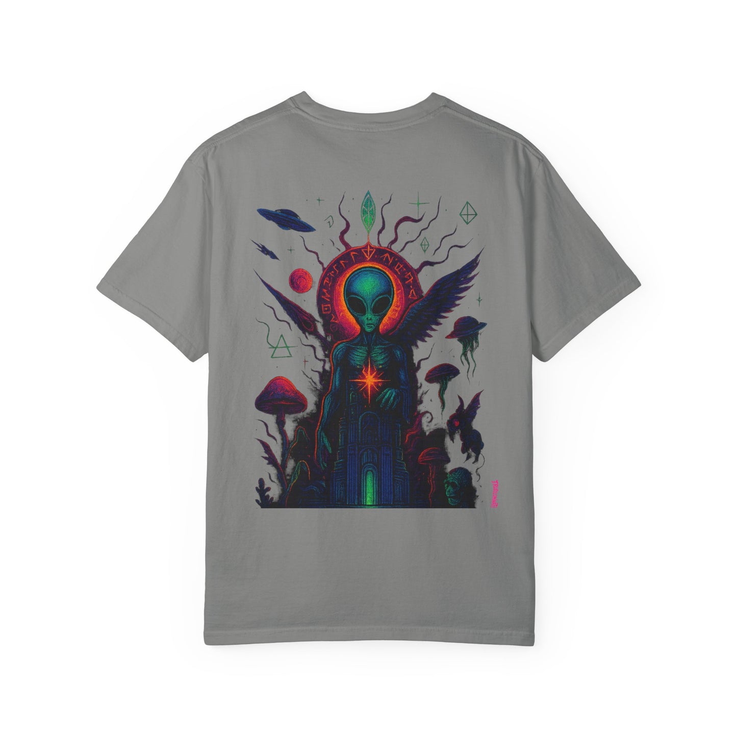 Fallen Alien by Trueiluminati Art Tee - Trippy Graphic Unisex T-shirt, Perfect for Festivals, Gifts, Alien Lovers, Casual Wear, Summer Vibes