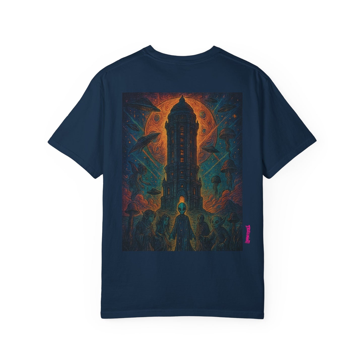 Heaven Path By Trueiluminati Garment-Dyed T-shirt Unisex Gothic Tattoo-Style Shirt – Exclusive Trueiluminati Design