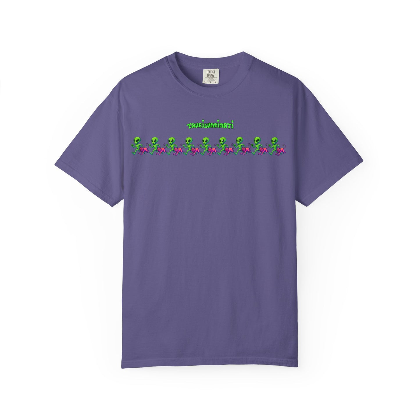 Alien-Inspired Garment-Dyed Unisex T-Shirt, Fun Graphic Tee, Casual Wear, Gift for Space Lovers, Unique Everyday T-Shirt