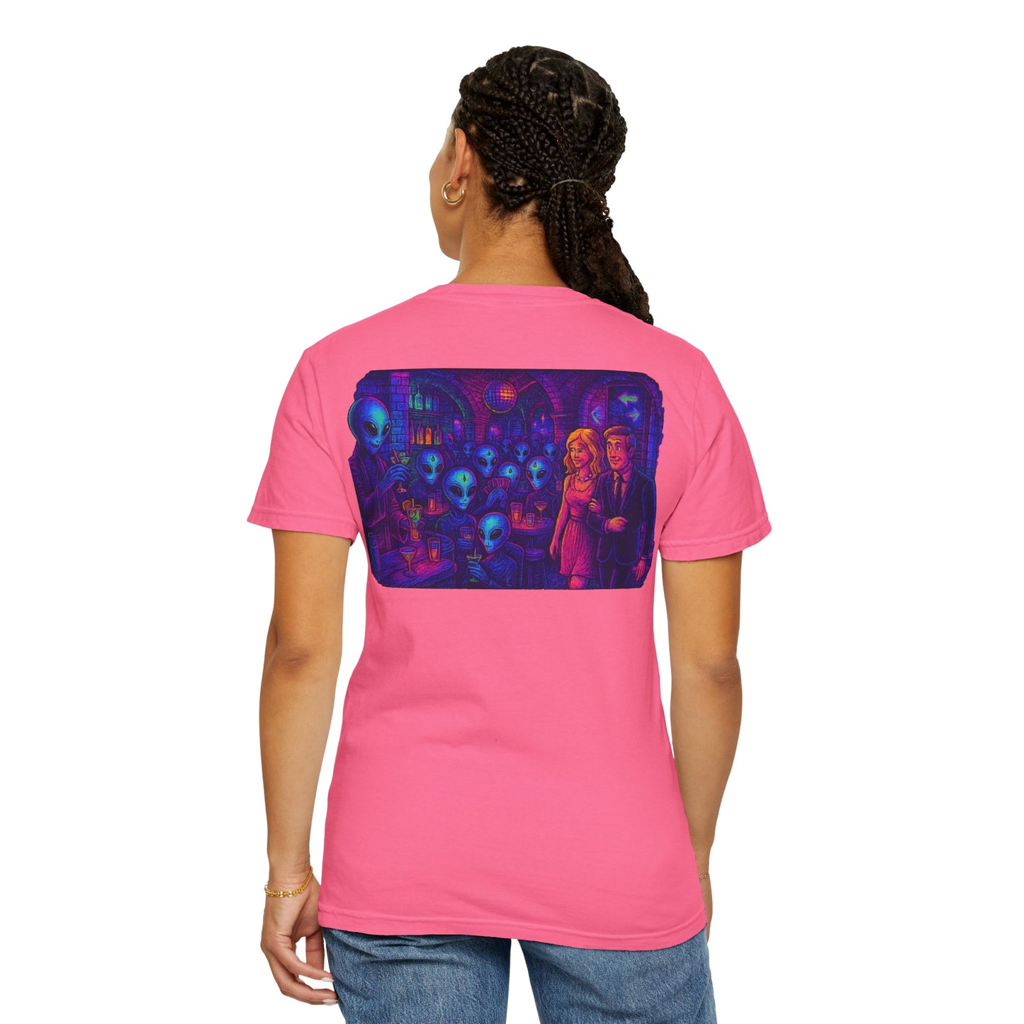 Camiseta Unissex New Disco Club By Trueiluminati com Design Alien Love, Camiseta Gráfica Divertida, Casual, Presente para Amigos, Camisa de Festa Exclusiva, Blusa Estilosa