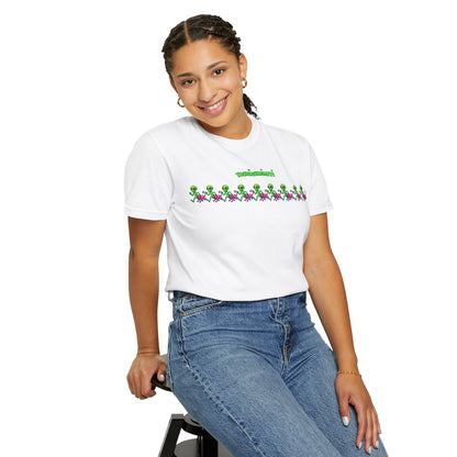 Alien-Inspired Garment-Dyed Unisex T-Shirt, Fun Graphic Tee, Casual Wear, Gift for Space Lovers, Unique Everyday T-Shirt