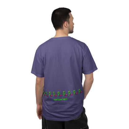 Alien-Inspired Garment-Dyed Unisex T-Shirt, Fun Graphic Tee, Casual Wear, Gift for Space Lovers, Unique Everyday T-Shirt
