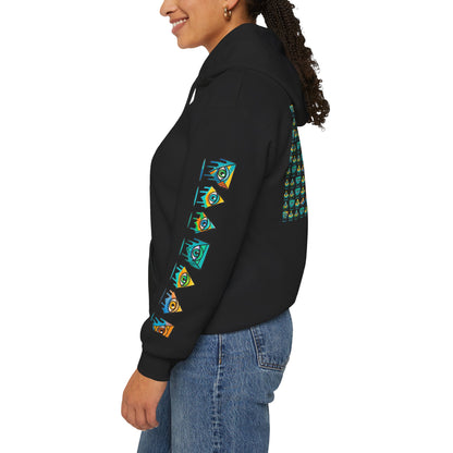 Young Symbol by Trueiluminati Unisex Hoodie, Cozy Sweatshirt for Outdoor Lovers, Gift for Adventurers, Eco-Friendly Fashion, Great for Camping